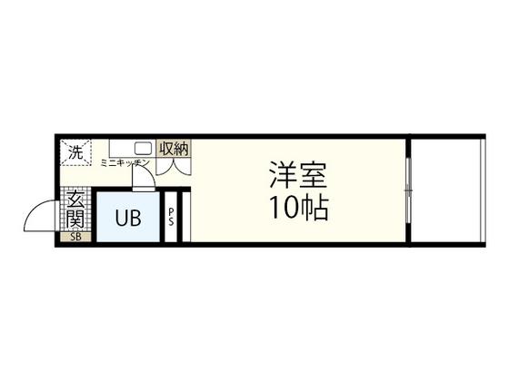 ロイヤル比治山(ワンルーム/9階)の間取り写真