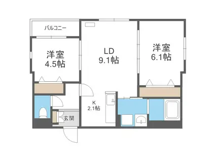 インフィニティN22E1(2LDK/1階)の間取り写真