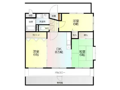 ユーミーFII(3DK/1階)の間取り写真