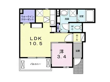 サンテラスI(1LDK/1階)の間取り写真