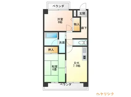 センタースクエア師勝(2DK/3階)の間取り写真