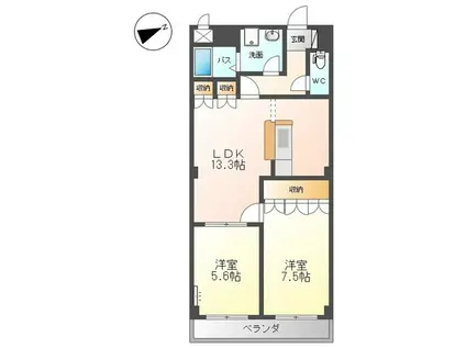 SAKURA(2LDK/3階)の間取り写真