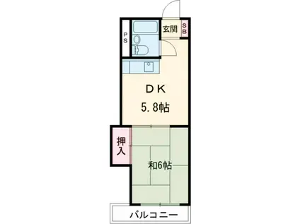 緑園第2サンコーポ(1DK/2階)の間取り写真