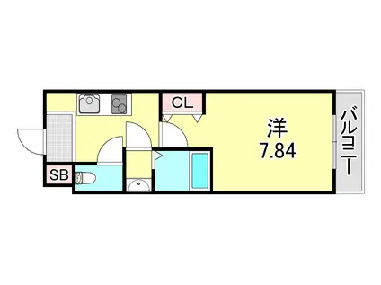 AILE御影塚町(1K/4階)の間取り写真
