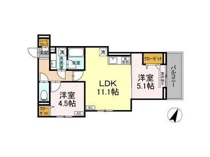 D PAINA 保土ケ谷(2LDK/3階)の間取り写真