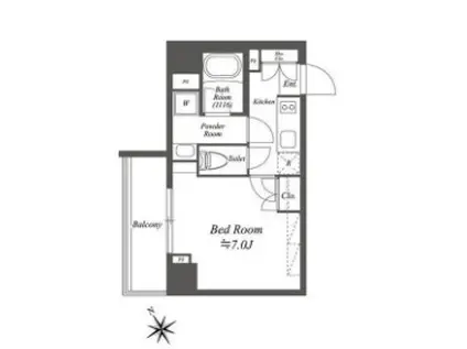 ブライズ白金台(1K/4階)の間取り写真