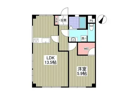 山栄ハイツ(1LDK/1階)の間取り写真