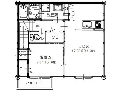 アルーデコートⅡ(1LDK/2階)の間取り写真