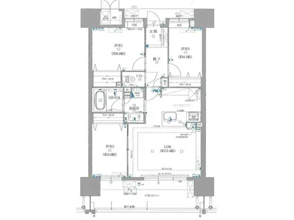 オーヴィジョン山口駅前セントラルスクエア(3LDK/3階)の間取り写真
