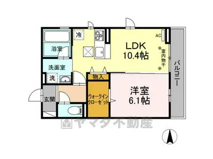 ＪＲ宇都宮線 宇都宮駅 徒歩31分 3階建 築3年(1LDK/1階)の間取り写真