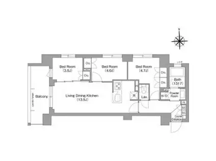 コンフォリア・リヴ大森西(3LDK/2階)の間取り写真