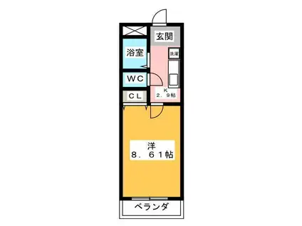 クレストール(1K/2階)の間取り写真