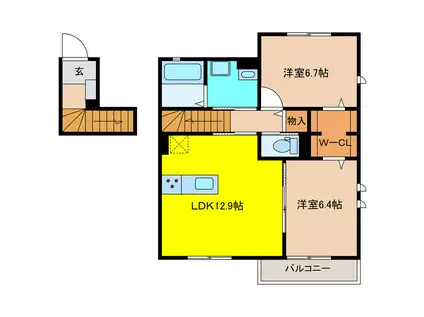 ユアメゾン楽田 B(2LDK/2階)の間取り写真
