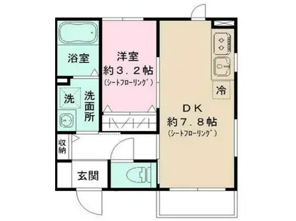 コート西山(1DK/1階)の間取り写真