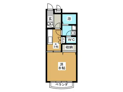 レジデンスヤマシチ C(1K/1階)の間取り写真