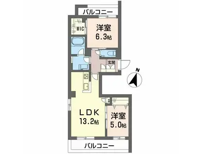 AZURE東雲(2LDK/2階)の間取り写真