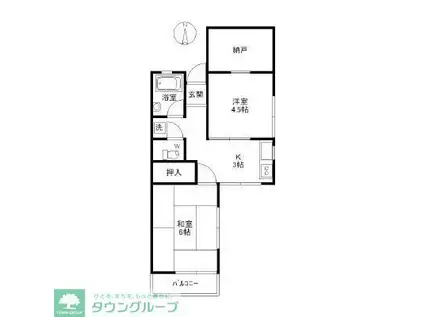 コーポ滝沢(2K/2階)の間取り写真