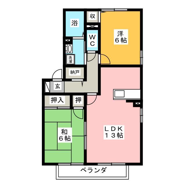 ル・アンソレイエ(2LDK/2階)の間取り写真