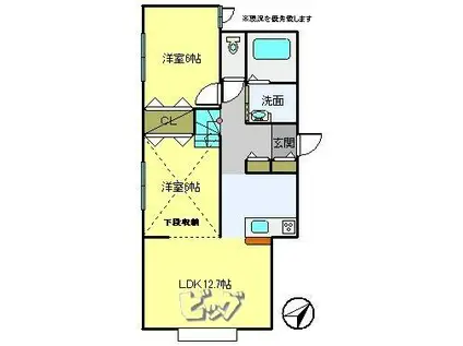 エスパニア滝川1(2LDK/2階)の間取り写真