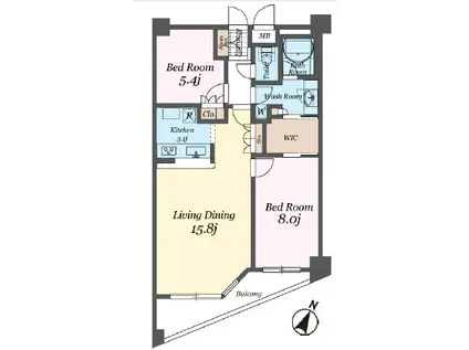 パシフィックレジデンス目黒本町(2LDK/4階)の間取り写真