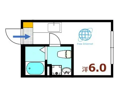 COLLINA向洋中町(ワンルーム/1階)の間取り写真