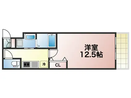 ルクール天下茶屋(1K/4階)の間取り写真