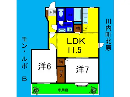 モン・ルポ B(2LDK/1階)の間取り写真
