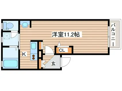 カーム連坊(ワンルーム/2階)の間取り写真