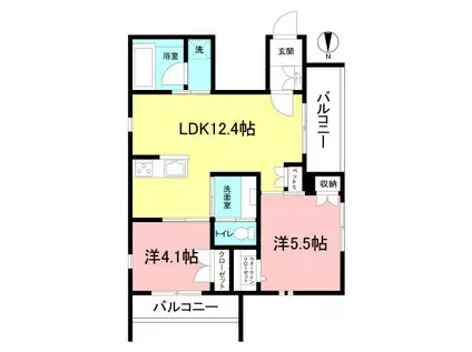 清川2丁目メゾン(2LDK/2階)の間取り写真