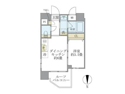 プラティーク目白(1DK/8階)の間取り写真