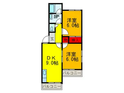 クオリティーハイツ(2DK/2階)の間取り写真