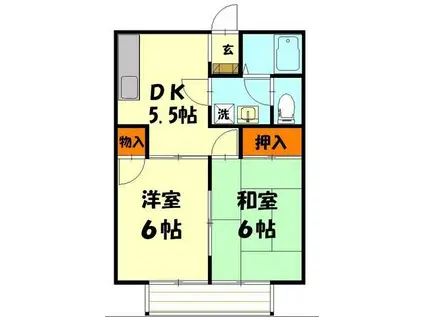 エステート根岸台(2DK/1階)の間取り写真