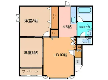 ルミエール18(2LDK/2階)の間取り写真