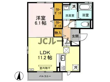 クオリティー西本町101(1LDK/1階)の間取り写真