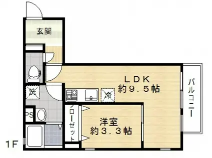 シルフィード(1LDK/1階)の間取り写真