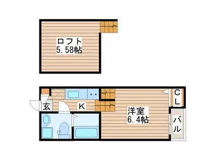 花京院 スカイ(1K/2階)の間取り写真