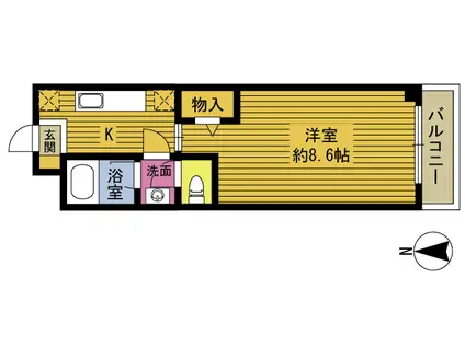ルミナスハイツ亀川(1K/2階)の間取り写真