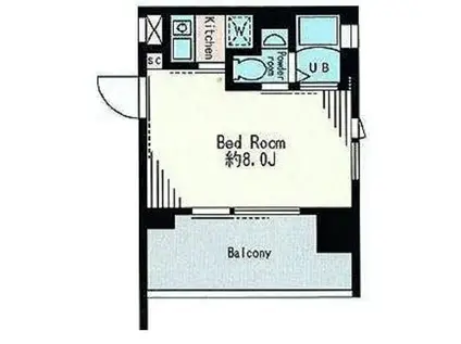 レジディア市谷薬王寺(1K/2階)の間取り写真