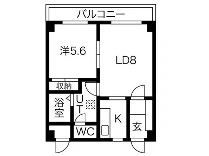 シャングリラ今泉(1LDK/3階)の間取り写真