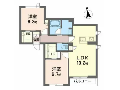 レクサスガーデン(2LDK/2階)の間取り写真