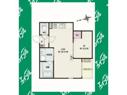 JACK SHIBA I(1LDK/3階)の間取り写真