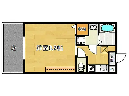 エントランスライフ同志社西(1K/1階)の間取り写真