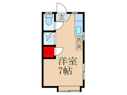 アクアリウス(ワンルーム/1階)の間取り写真