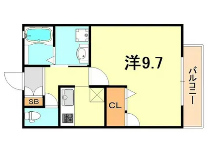 フォレスト布引(1K/2階)の間取り写真