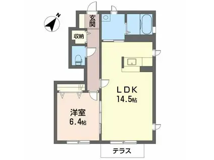 タウン表参道C棟(1LDK/1階)の間取り写真