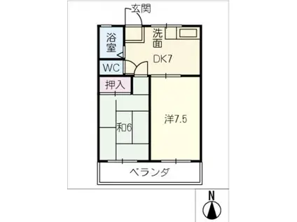 ハイツ川東(2DK/2階)の間取り写真