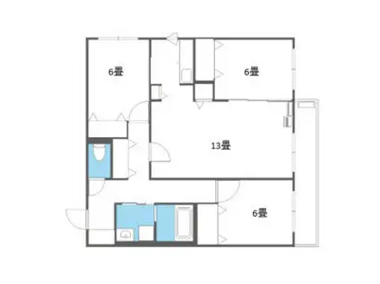 ZABO HILLS TOYOHIRA イースト・ウエスト(3LDK/2階)の間取り写真