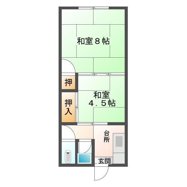 中川アパート(2K/2階)の間取り写真