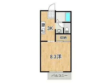 山中ハイツV(1K/2階)の間取り写真