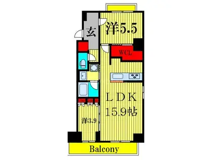 ロイジェント西新井(2LDK/5階)の間取り写真